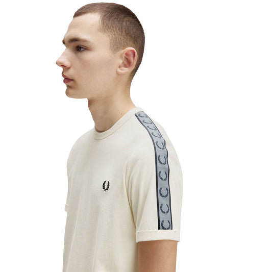 Fred Perry Contrast Tape Ringer T-Shirt Ecru/Navy  - M4613-729