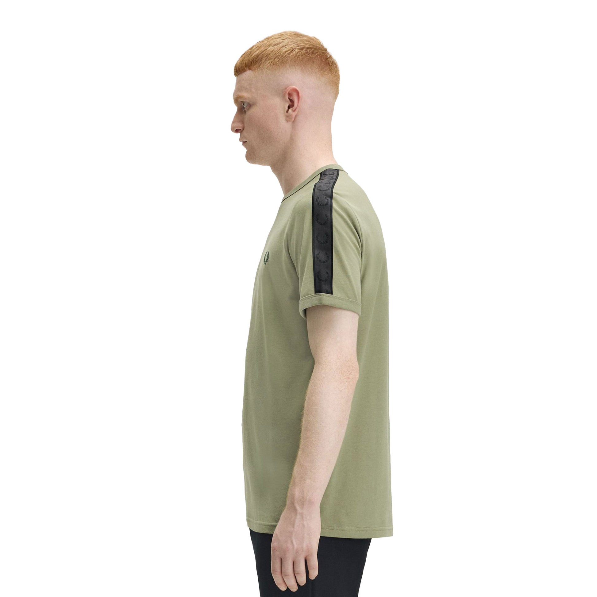 Fred Perry Contrast Tape Ringer T-Shirt Olive/Anchor Grey  - M4613-Z07