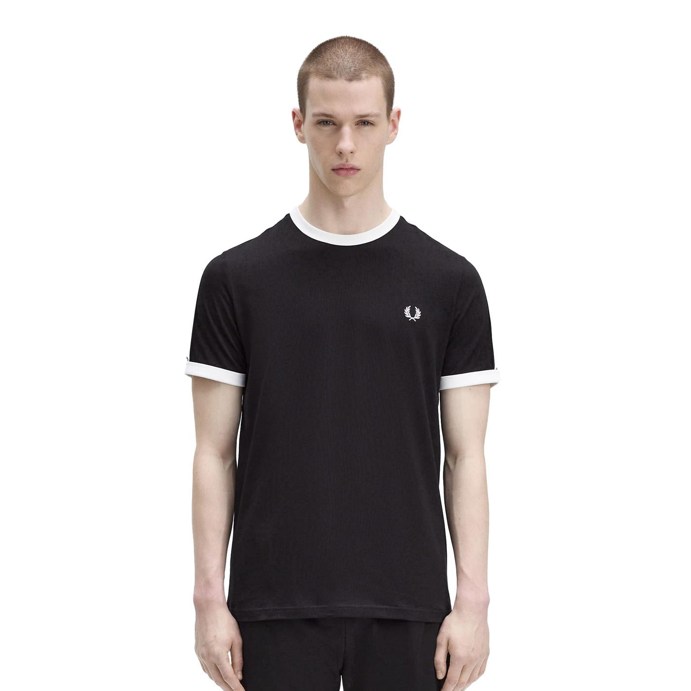 Fred Perry Taped Ringer T-Shirt Black  - M4620-102