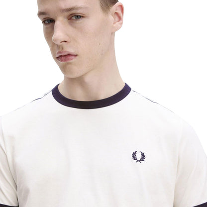 Fred Perry Taped Ringer T-Shirt Snow White  - M4620-129