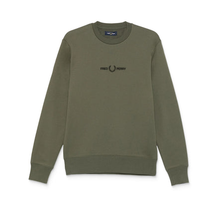 Fred Perry Embroidered Sweatshirt Laurel Wreath Green  - M4727-W19
