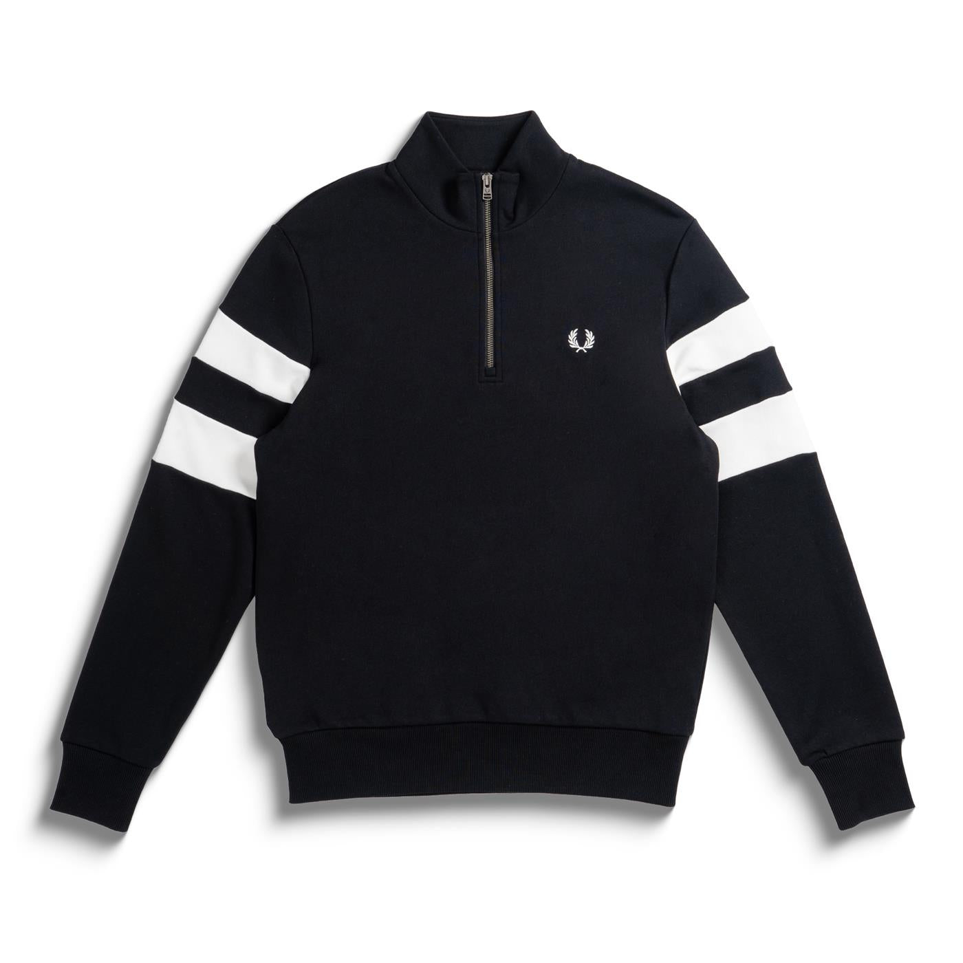 Fred Perry Tipped Sleeve Half Zip Sweatshirt Black  - M5545-102