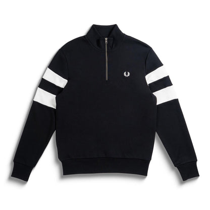 Fred Perry Tipped Sleeve Half Zip Sweatshirt Black  - M5545-102