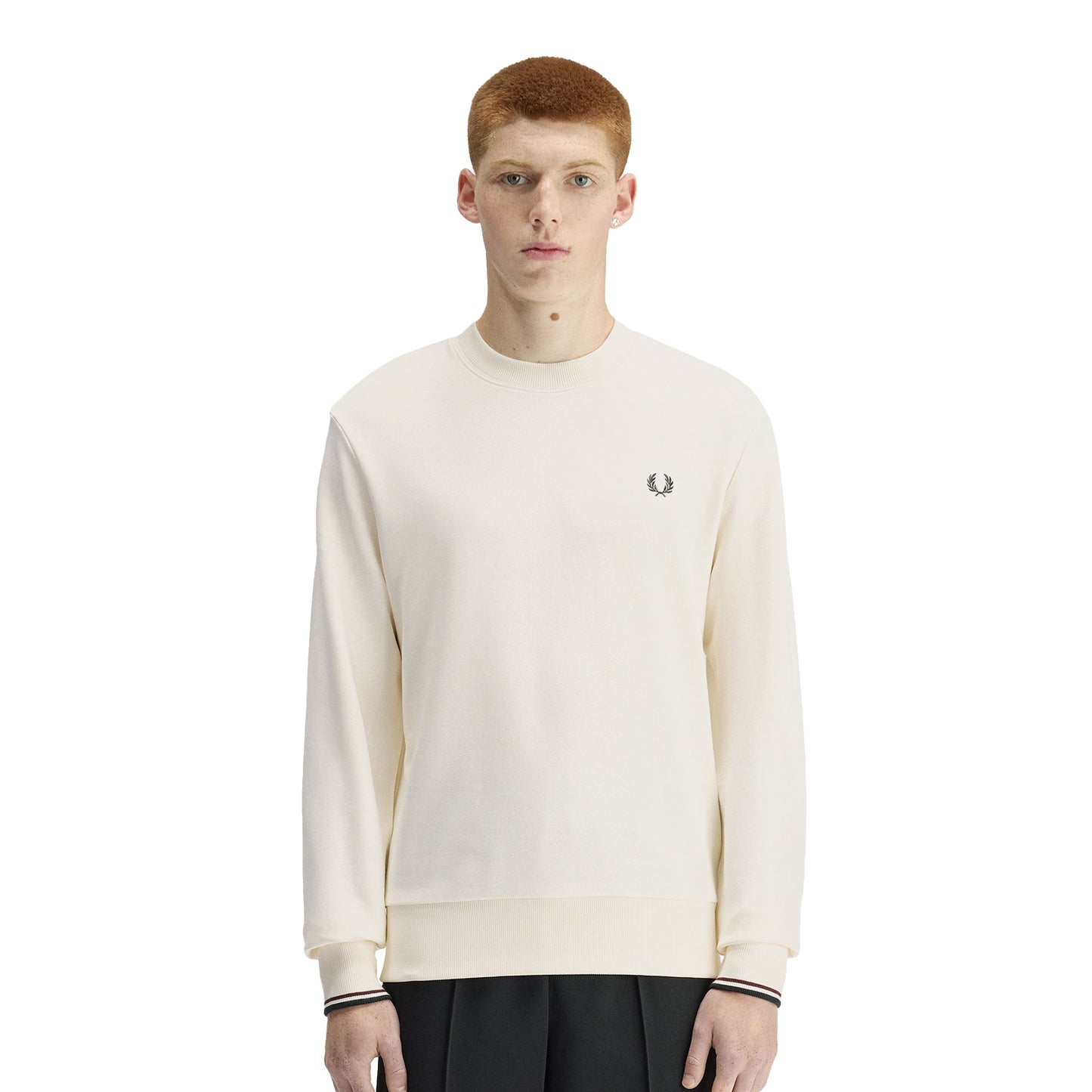 Fred Perry Crewneck Sweatshirt Ecru/Oxblood/Grassroots  - M7535-84A