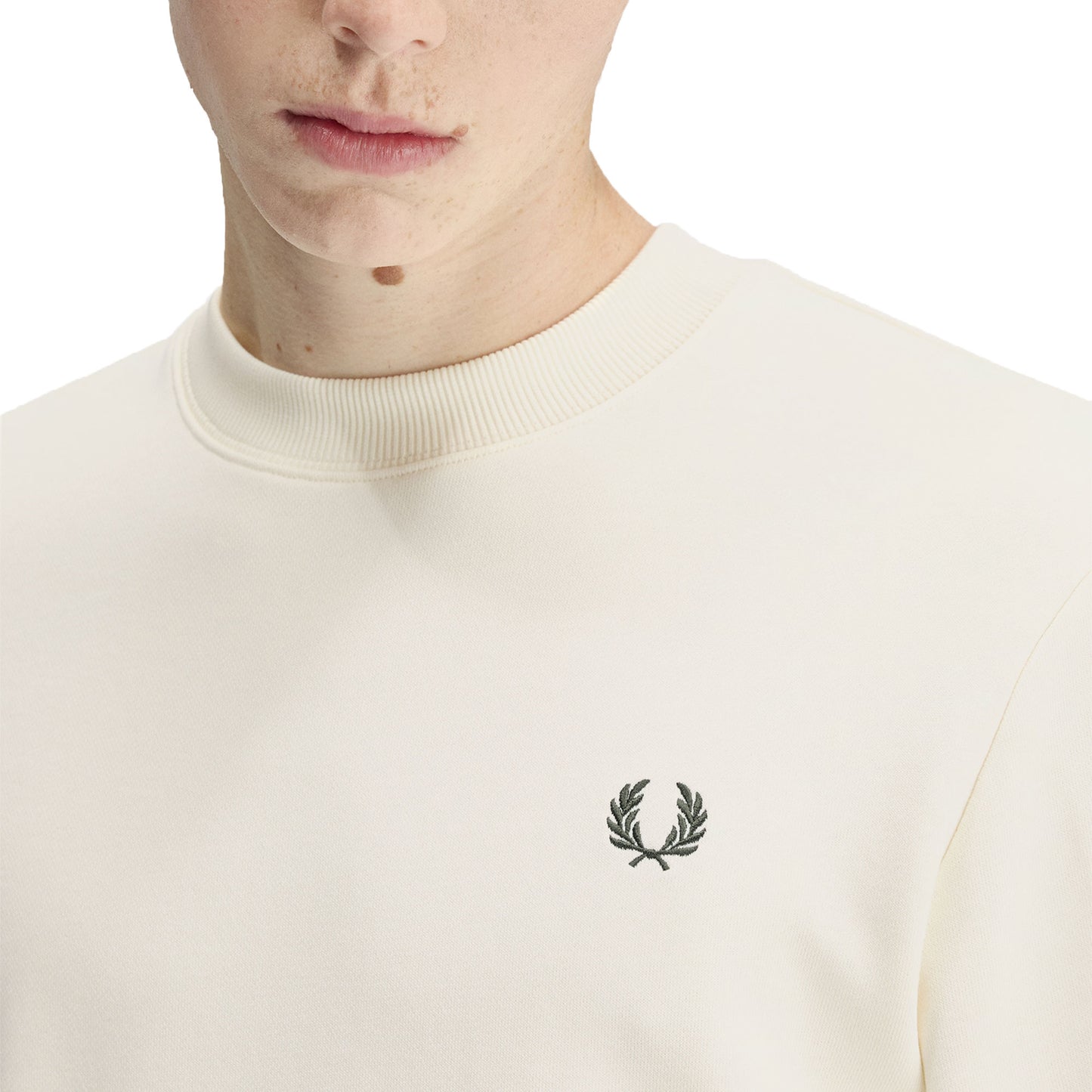 Fred Perry Crewneck Sweatshirt Ecru/Oxblood/Grassroots  - M7535-84A