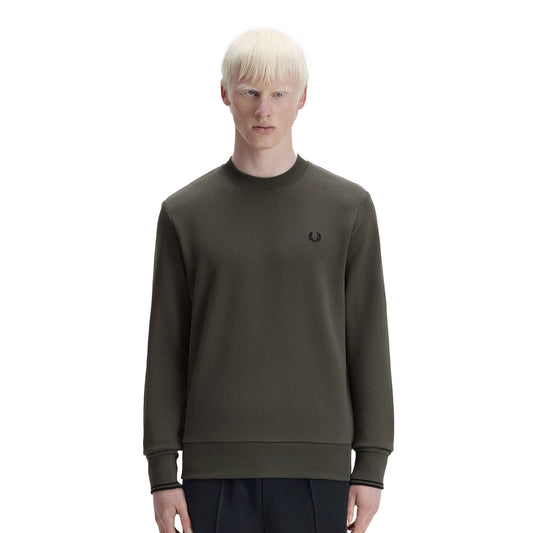 Fred Perry Crewneck Sweatshirt Field Green/Black  - M7535-U70