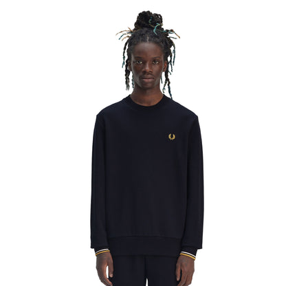 Fred Perry Crewneck Sweatshirt Navy/Ecru/Honeycomb  - M7535-W53