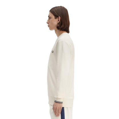 Fred Perry Crewneck Sweatshirt Ecru/Tennis Blue  - M7535-Y24