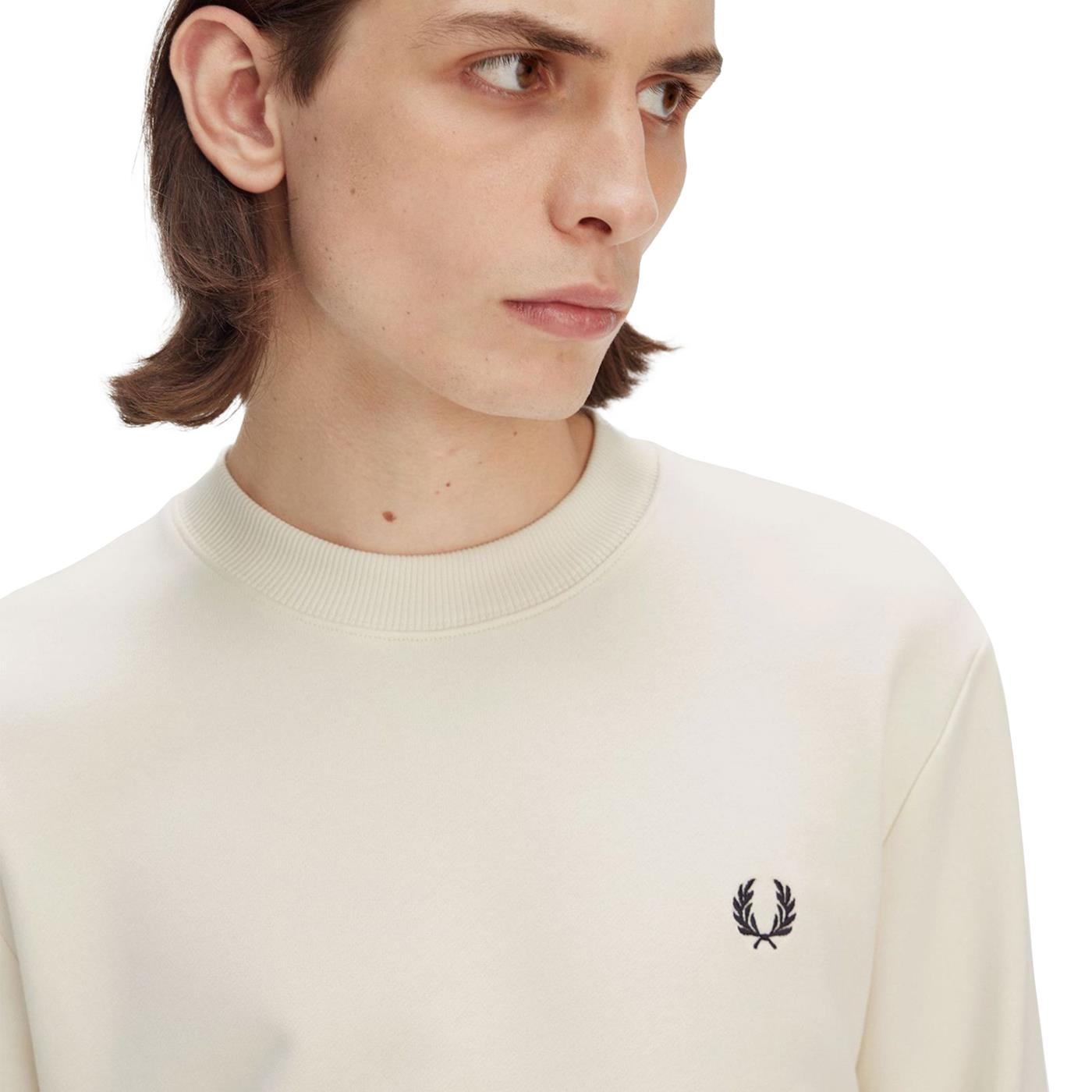Fred Perry Crewneck Sweatshirt Ecru/Tennis Blue  - M7535-Y24