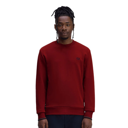 Fred Perry Crewneck Sweatshirt Burnt Red/Sport Green/Navy  - M7535-Z62