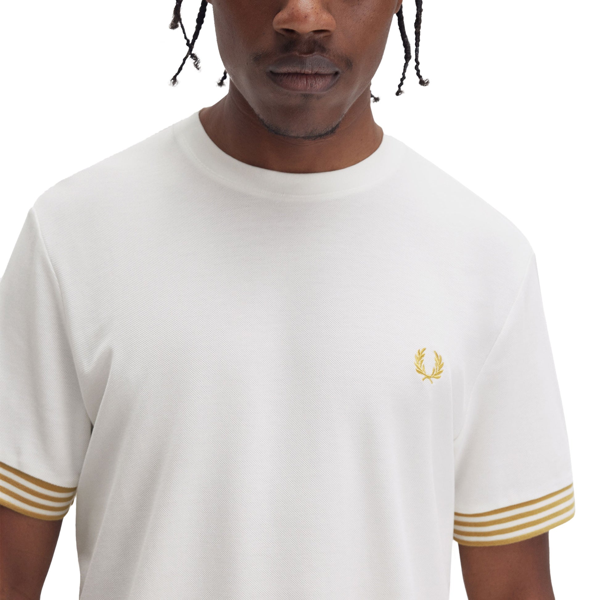 Fred Perry Striped Cuff T-Shirt Snow White  - M7707-129