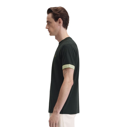 Fred Perry Striped Cuff T-Shirt Night Green  - M7707-Q20