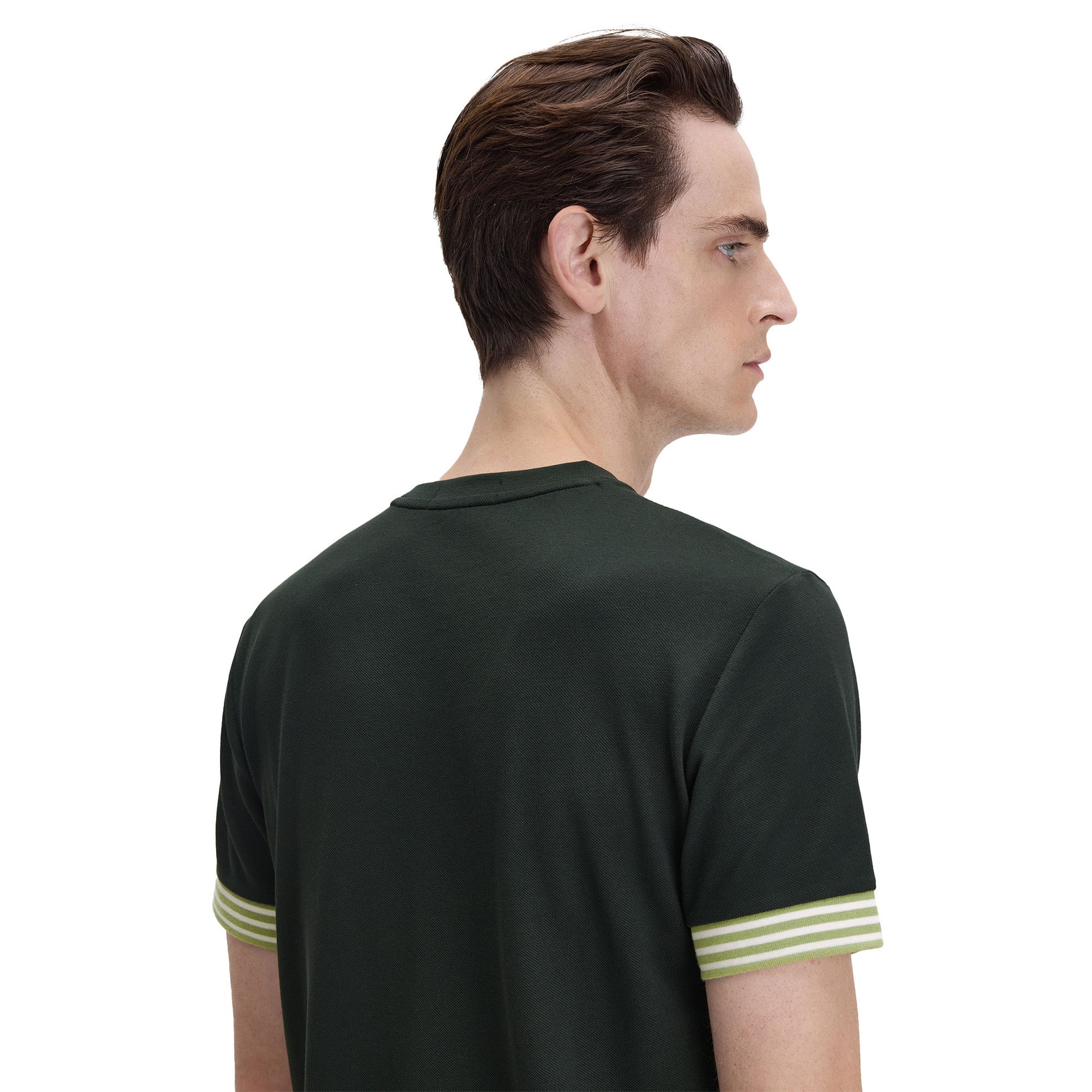 Fred Perry Striped Cuff T-Shirt Night Green  - M7707-Q20