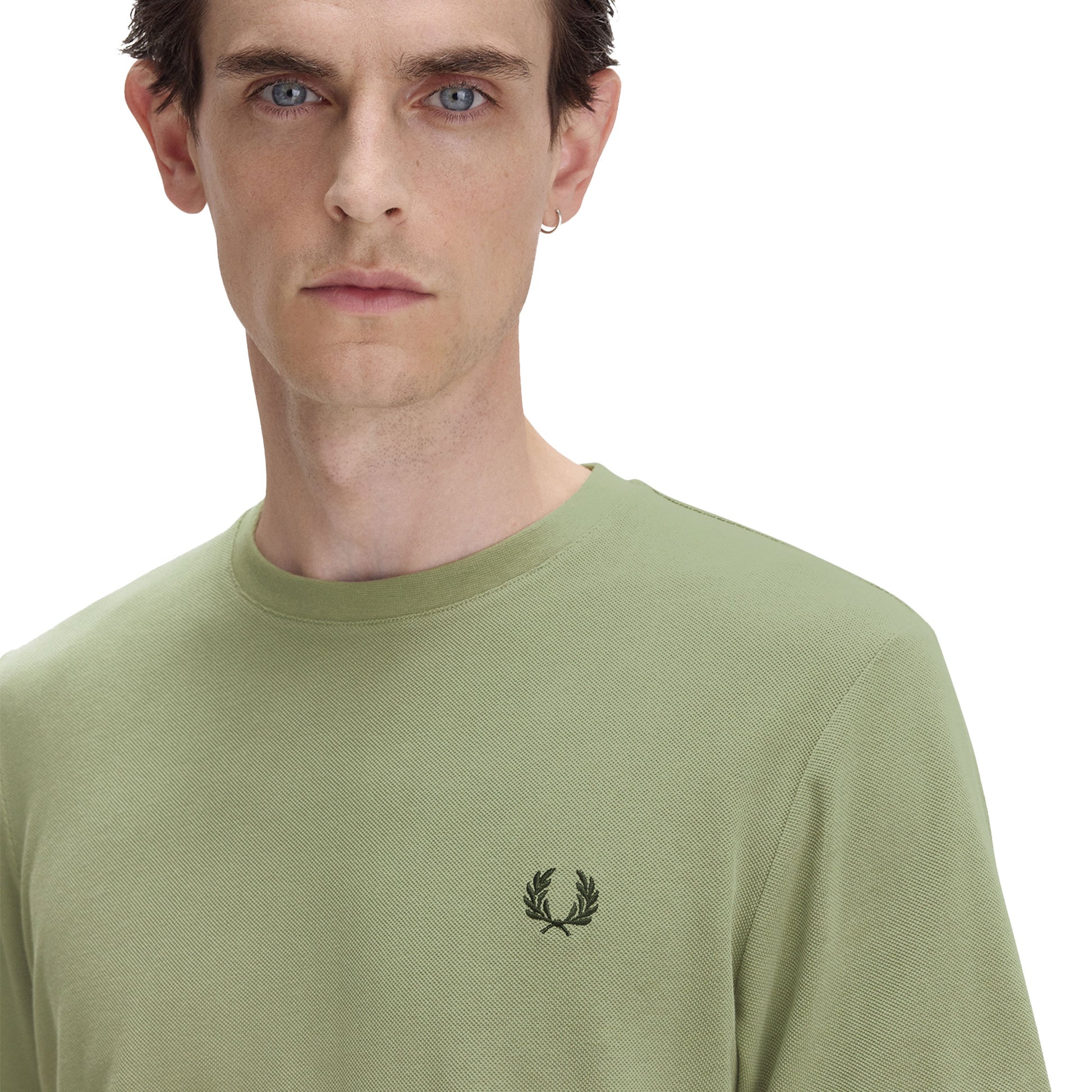 Fred Perry Striped Cuff T-Shirt Olive Mint  - M7707-X88