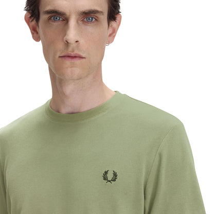 Fred Perry Striped Cuff T-Shirt Olive Mint  - M7707-X88