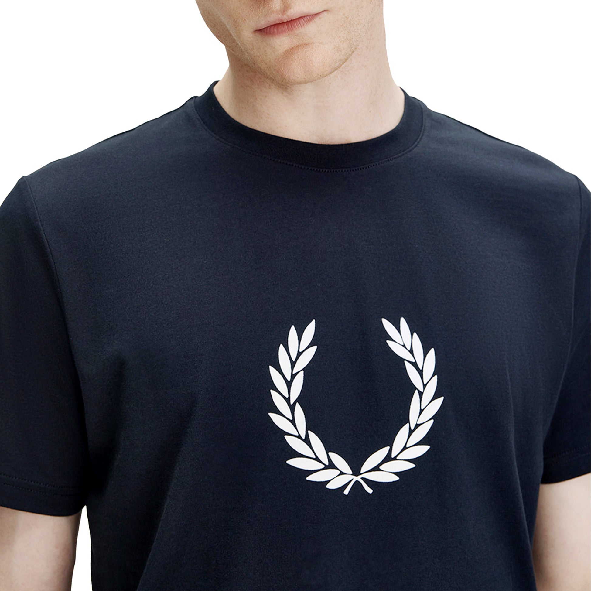 Fred Perry Flocked Laurel Wreath T-Shirt Navy  - M7708-608