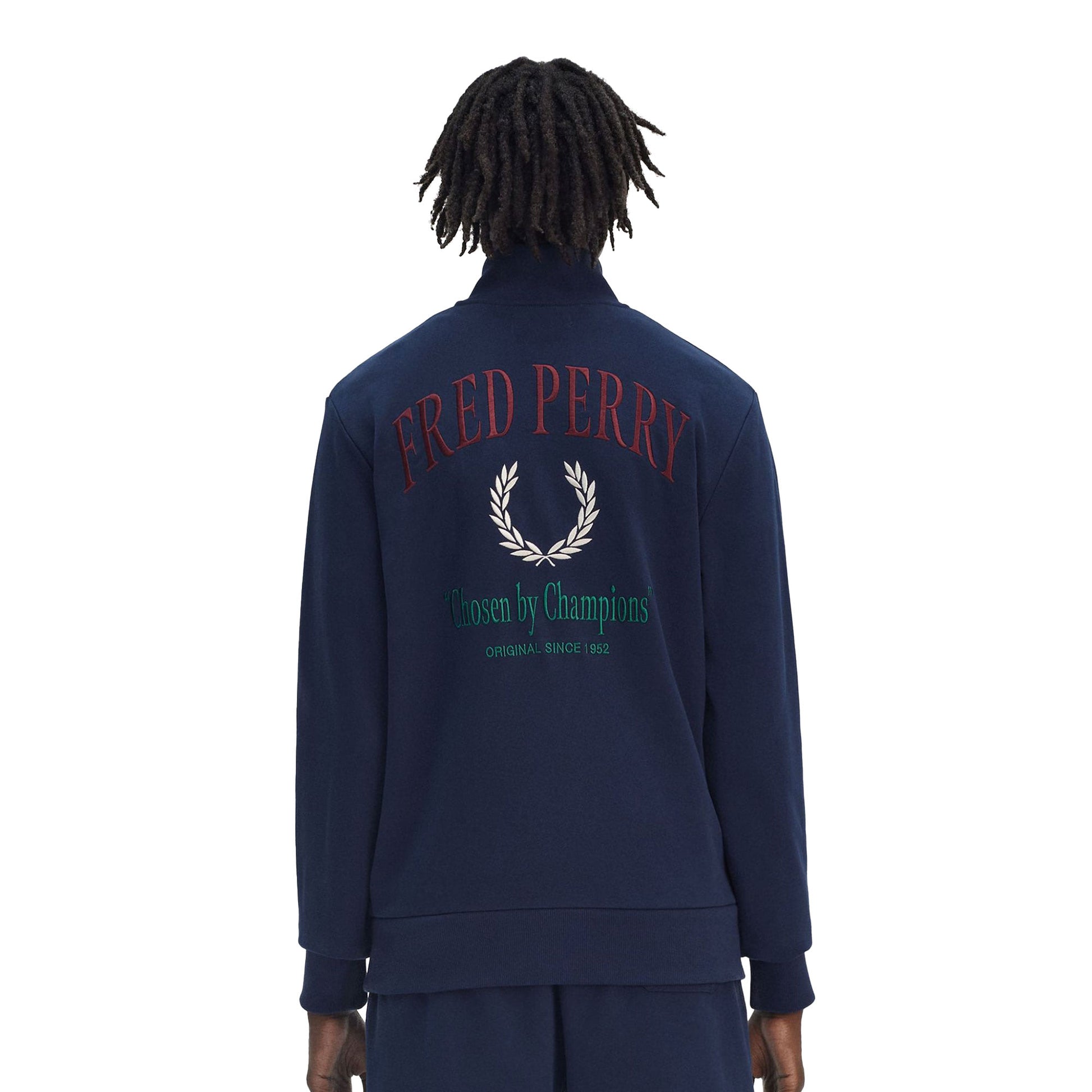 Sudadera con media cremallera bordada Fred Perry azul tenis – XTREME