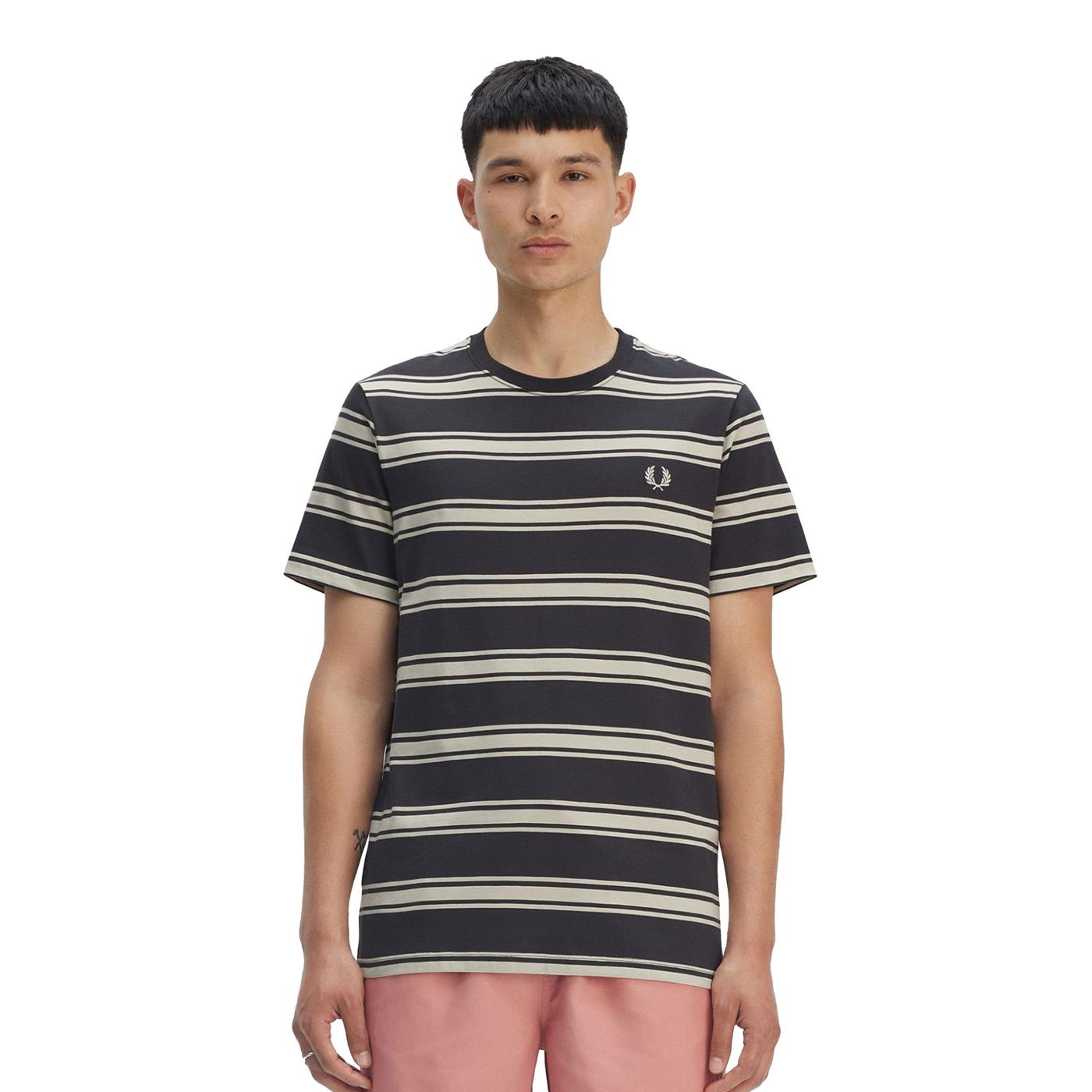 Fred Perry Fine Stripe T-Shirt Anchor Grey  - M9851-297
