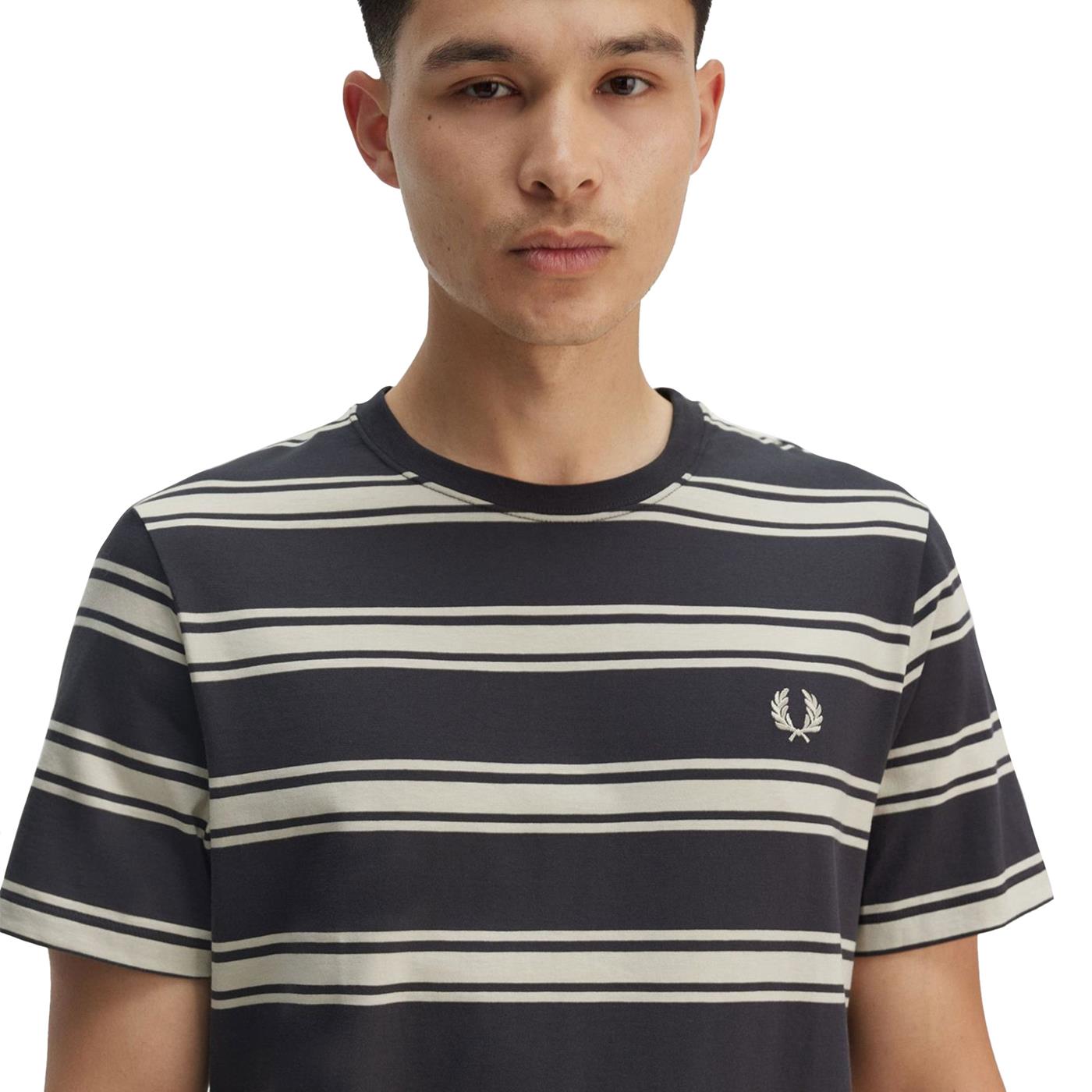 Fred Perry Fine Stripe T-Shirt Anchor Grey  - M9851-297