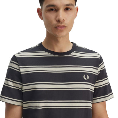 Fred Perry Fine Stripe T-Shirt Anchor Grey  - M9851-297