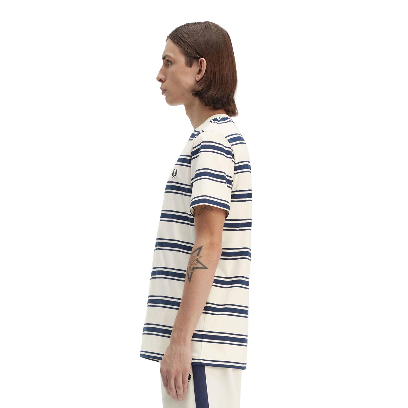 Fred Perry Fine Stripe T-Shirt Ecru  - M9851-560