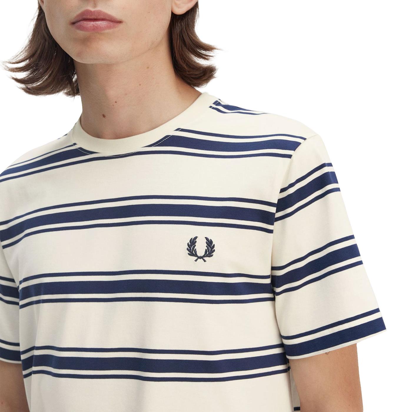 Fred Perry Fine Stripe T-Shirt Ecru  - M9851-560