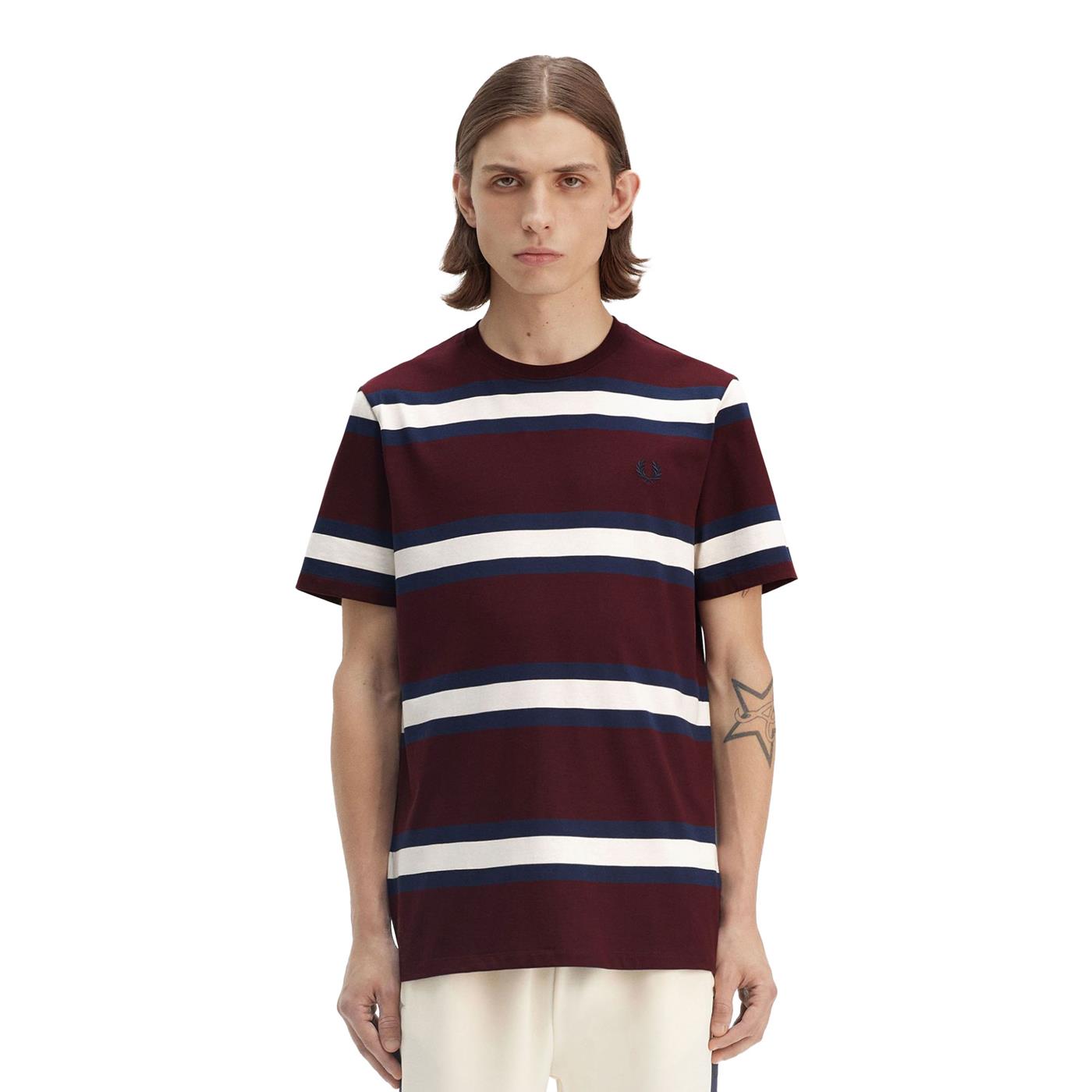 Fred Perry Bold Stripe T-Shirt Oxblood  - M9852-K22