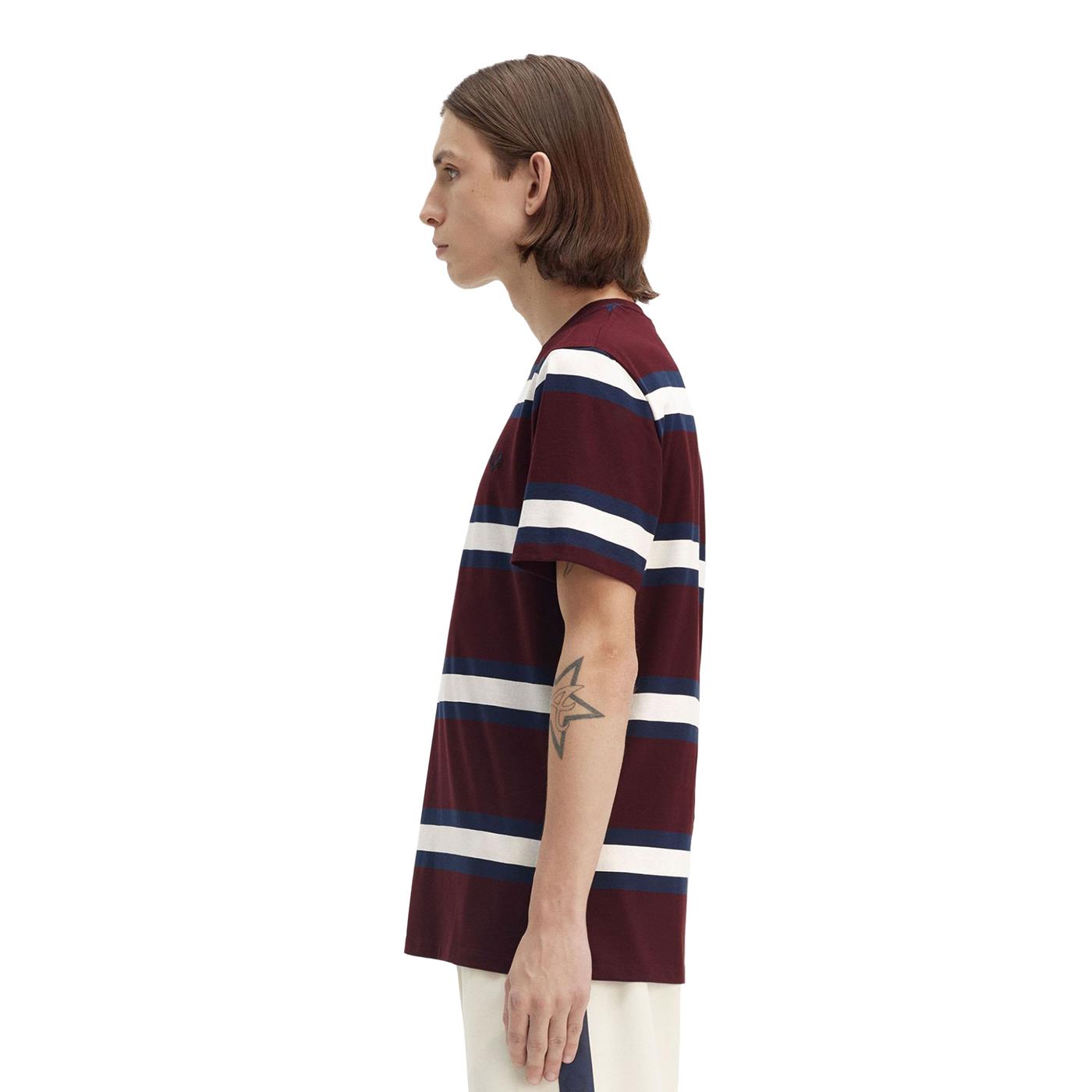 Fred Perry Bold Stripe T-Shirt Oxblood  - M9852-K22