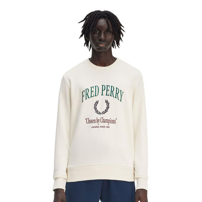 Fred Perry Embroidered Champion Sweatshirt Ecru  - M9891-560