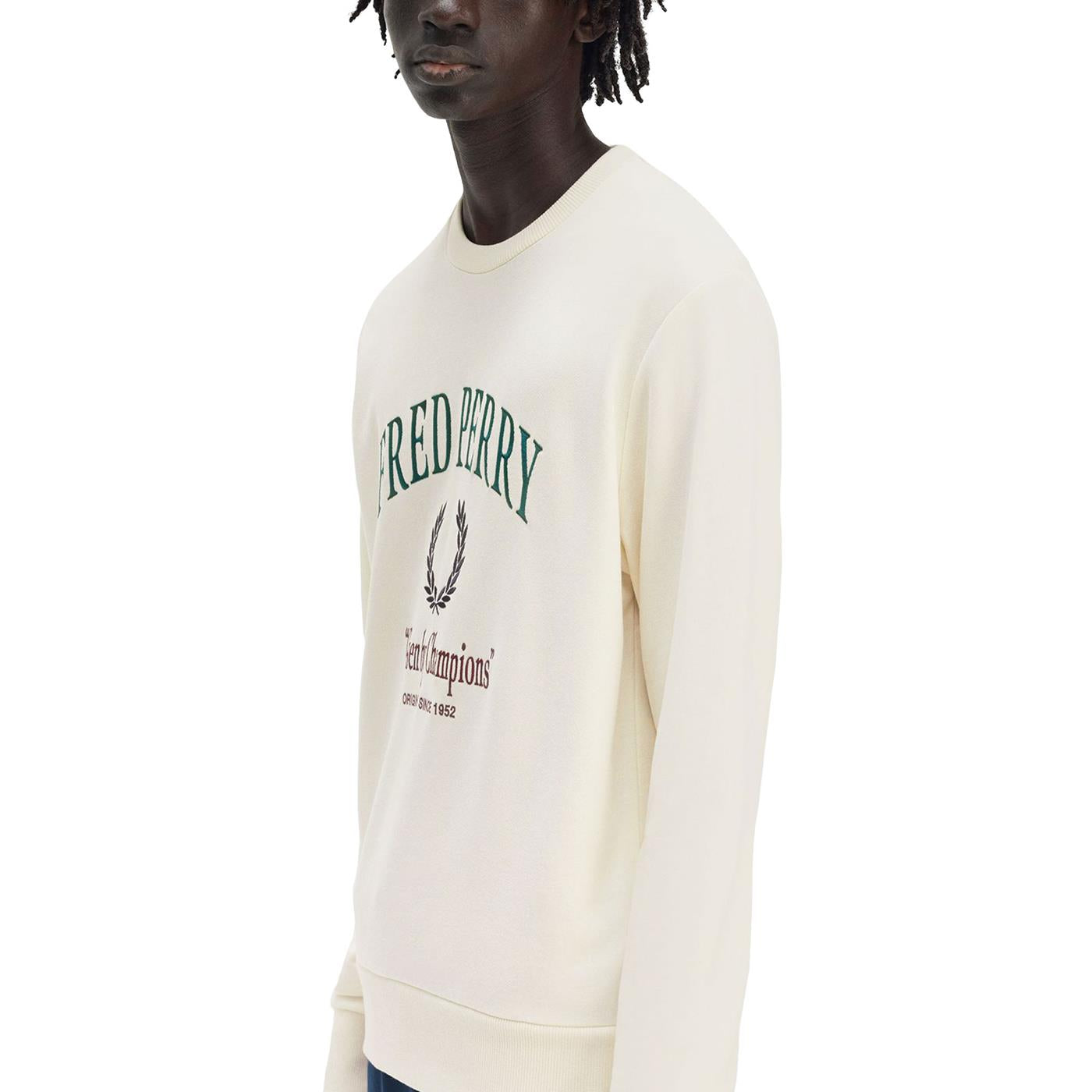 Fred Perry Embroidered Champion Sweatshirt Ecru  - M9891-560