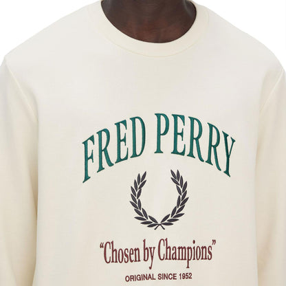 Fred Perry Embroidered Champion Sweatshirt Ecru  - M9891-560