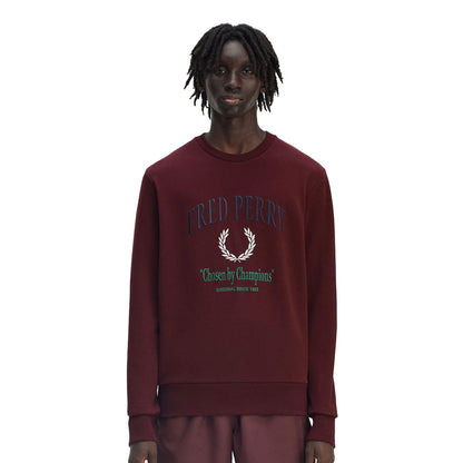 Fred Perry Embroidered Champion Sweatshirt Oxblood  - M9891-597