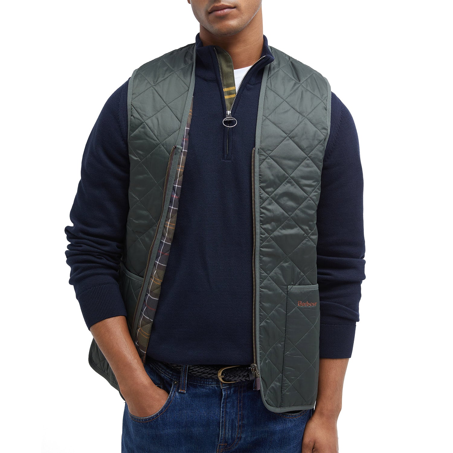 Barbour Quilted Waistcoat/Zip-In Liner Olive Classic  - MLI0001GN92