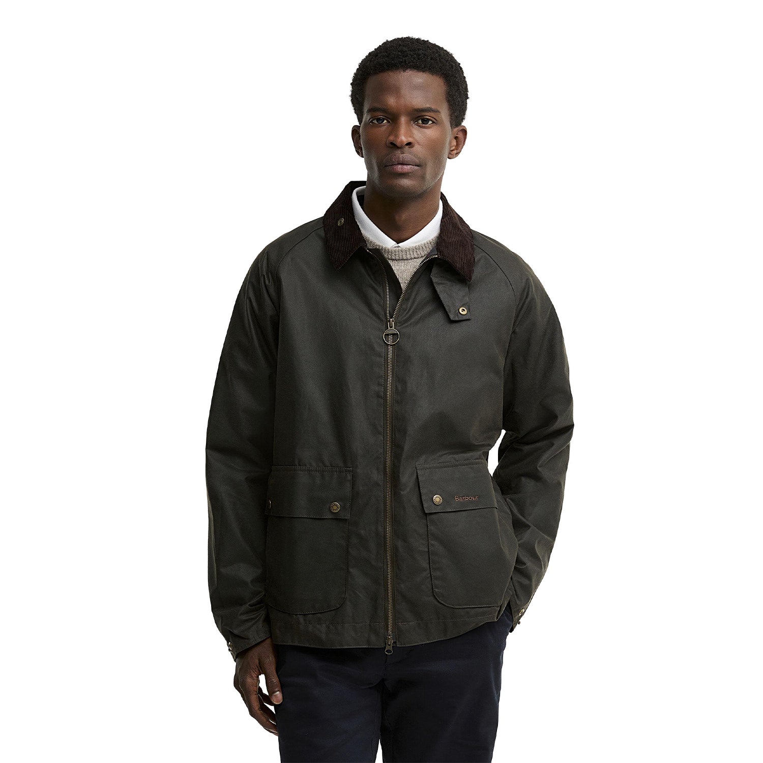 Barbour Short Bedale Wax Jacket Olive  - MWX2205OL71