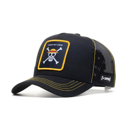 Capslab One Piece Straw Hat Crew Cap Black  - ONE1