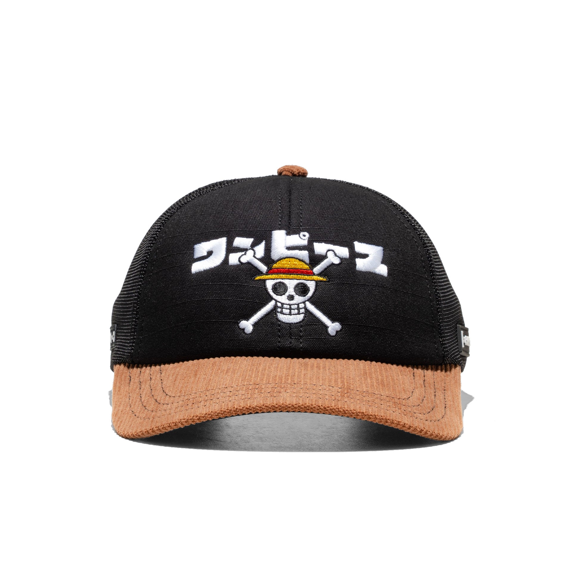 Capslab One Piece Straw Hat Crew Cap Black/Tan  - PCSONE