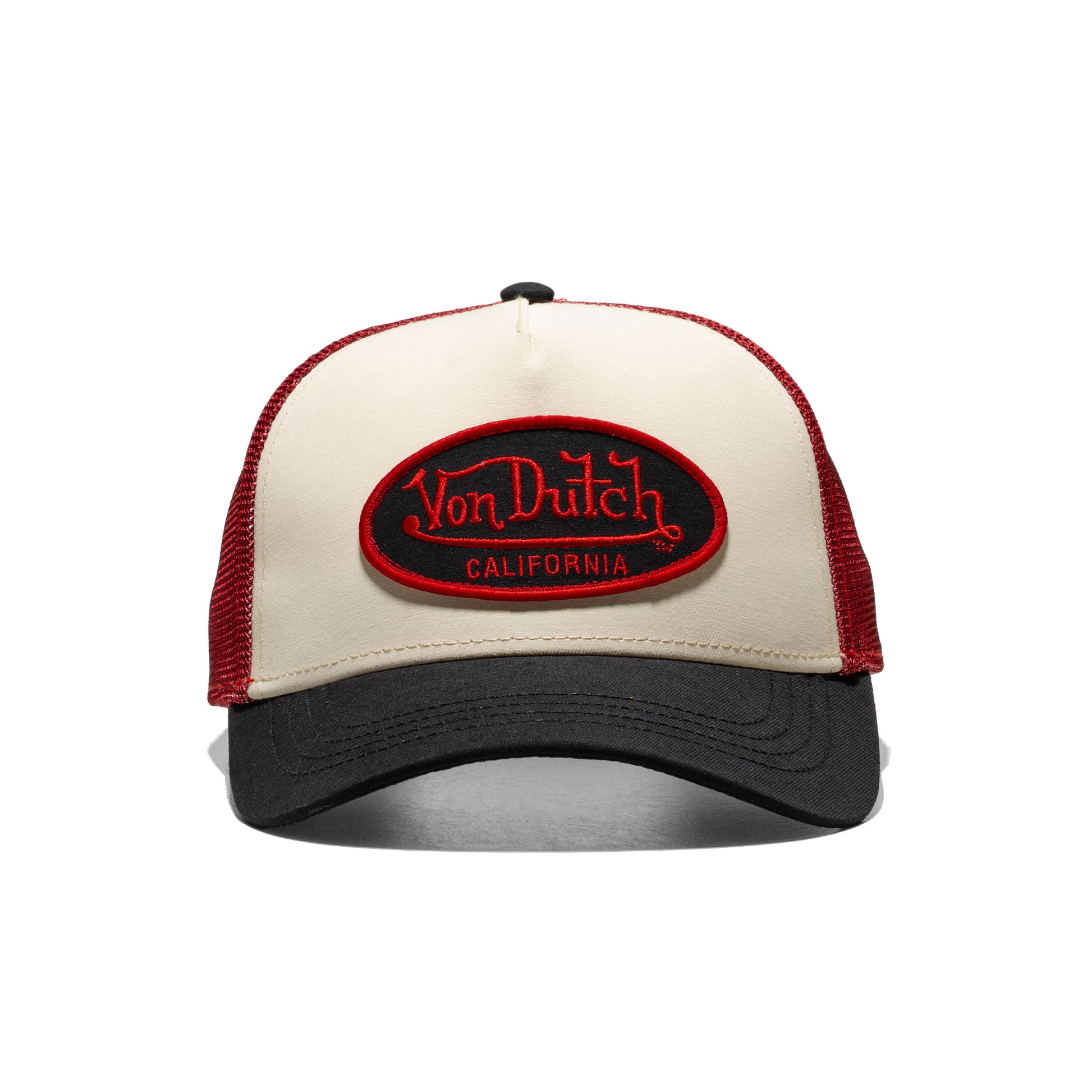 Von Dutch Trucker Cap Beige/Burgundy/Black  - POLY07