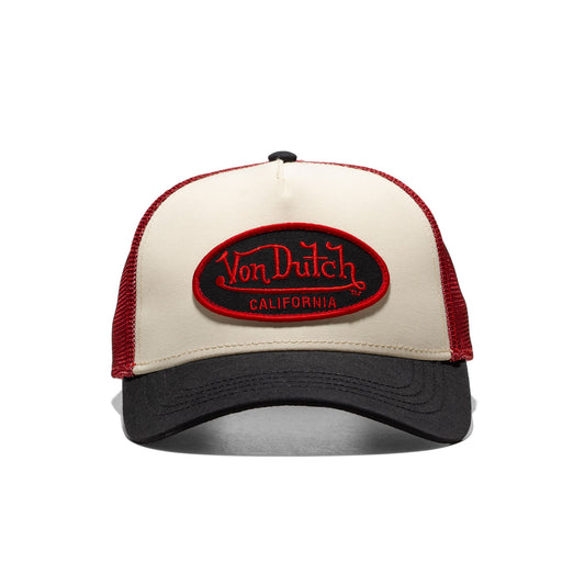 Von Dutch Trucker Cap Beige/Burgundy/Black  - POLY07