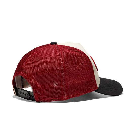 Von Dutch Trucker Cap Beige/Burgundy/Black  - POLY07