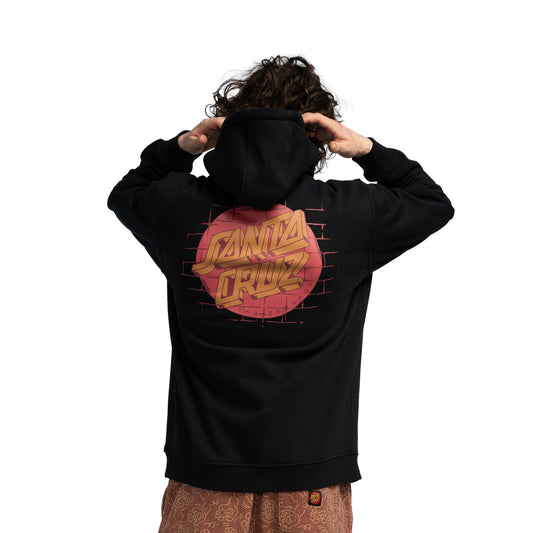 Santa Cruz Scrawl Brick Dot Center Hood Black  - SCA-HDY-6476