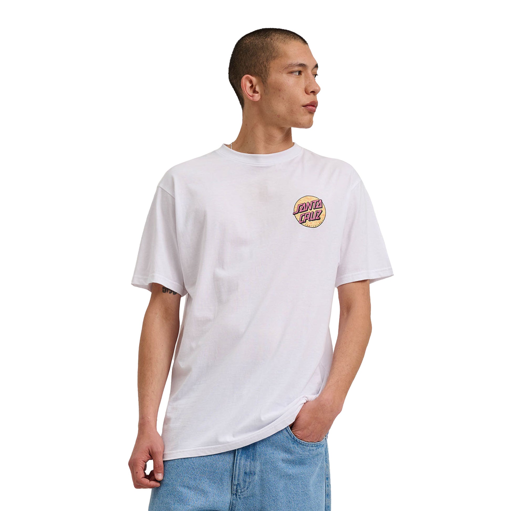 Santa Cruz Wagon Dot Chest T-Shirt White  - SCA-TEE-12107