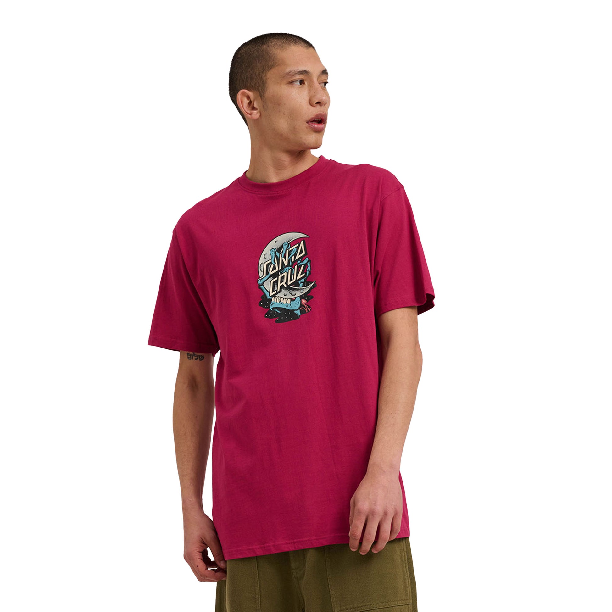 Santa Cruz Crescent Bone Hand T-Shirt Burgundy  - SCA-TEE-12287