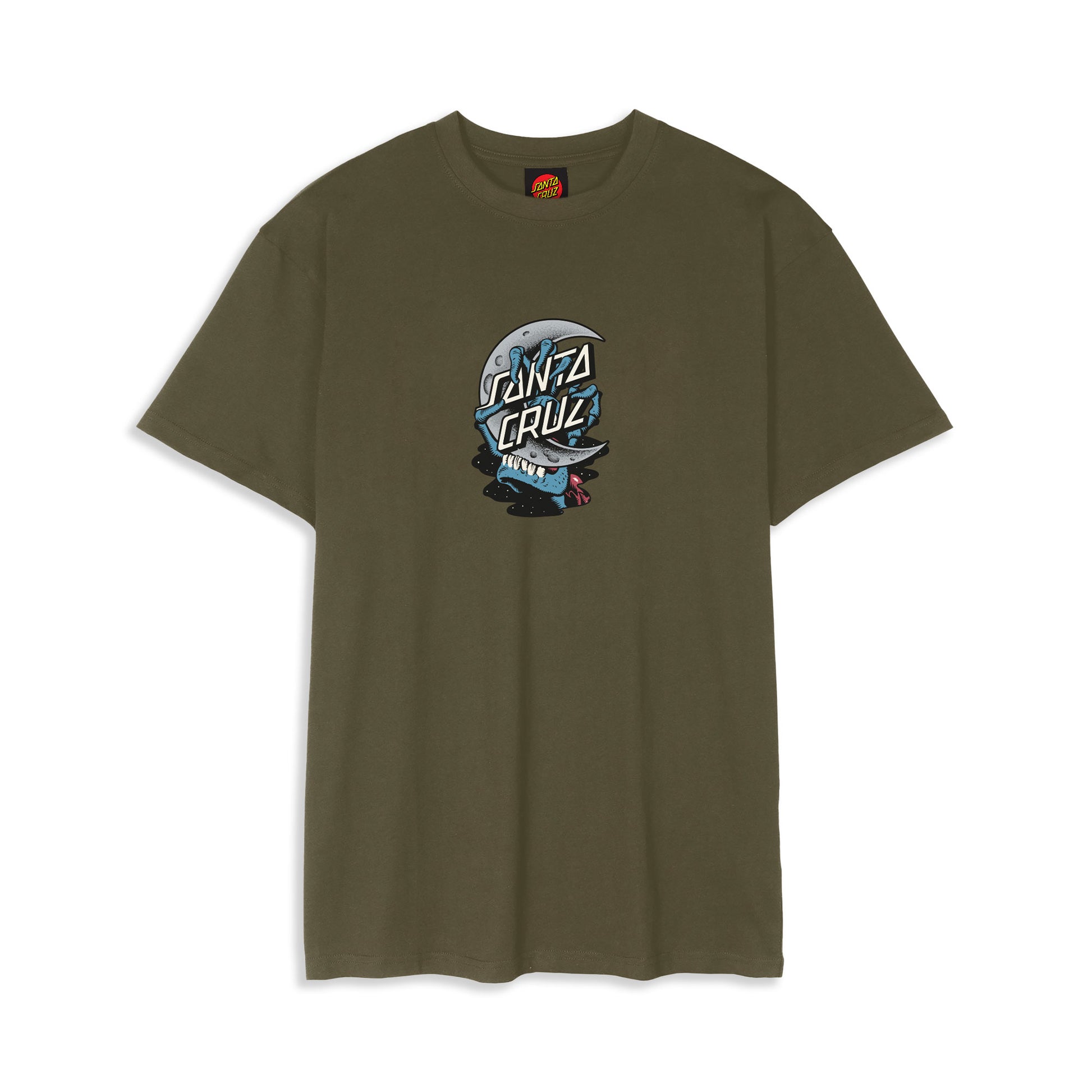 Santa Cruz Crescent Bone Hand T-Shirt Uniform Green  - SCA-TEE-12293