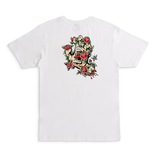 Santa Cruz Roskopp Screaming Rose Flash T-Shirt White  - SCA-TEE-12527