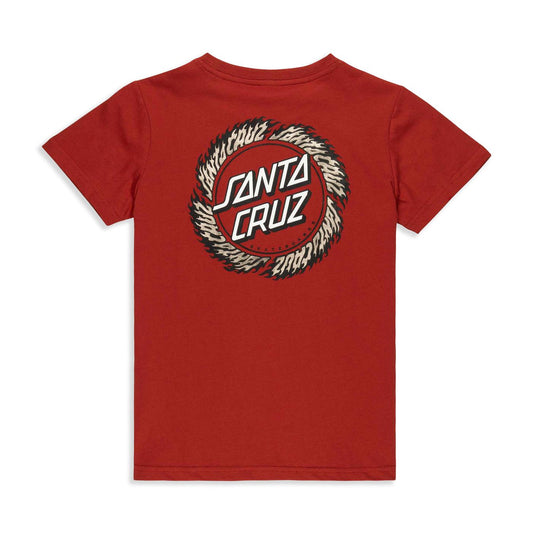 Santa Cruz Youth Classic Flame Ringed Dot Tee Dark Rust  - SCA-YTE-1780