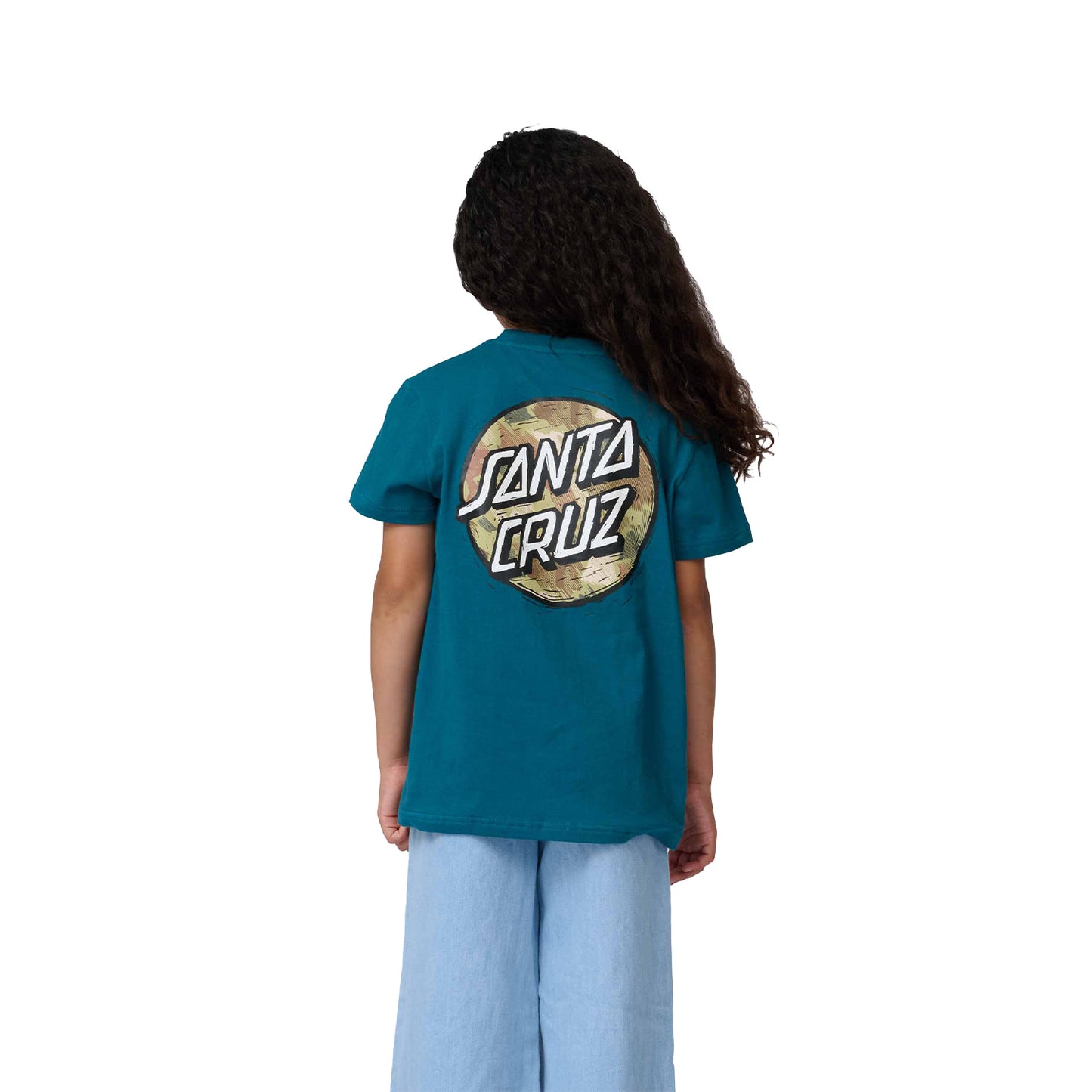 Santa Cruz Youth Stamped Opus Camo Tee Teal  - SCA-YTE-9155