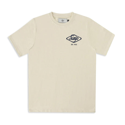 Sanjo Flocked Logo T-Shirt Ecru  - SFLT_COT_003