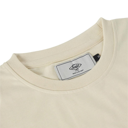 Sanjo Flocked Logo T-Shirt Ecru  - SFLT_COT_003