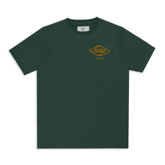 Sanjo Flocked Logo T-Shirt Bottle Green  - SFLT_COT_018