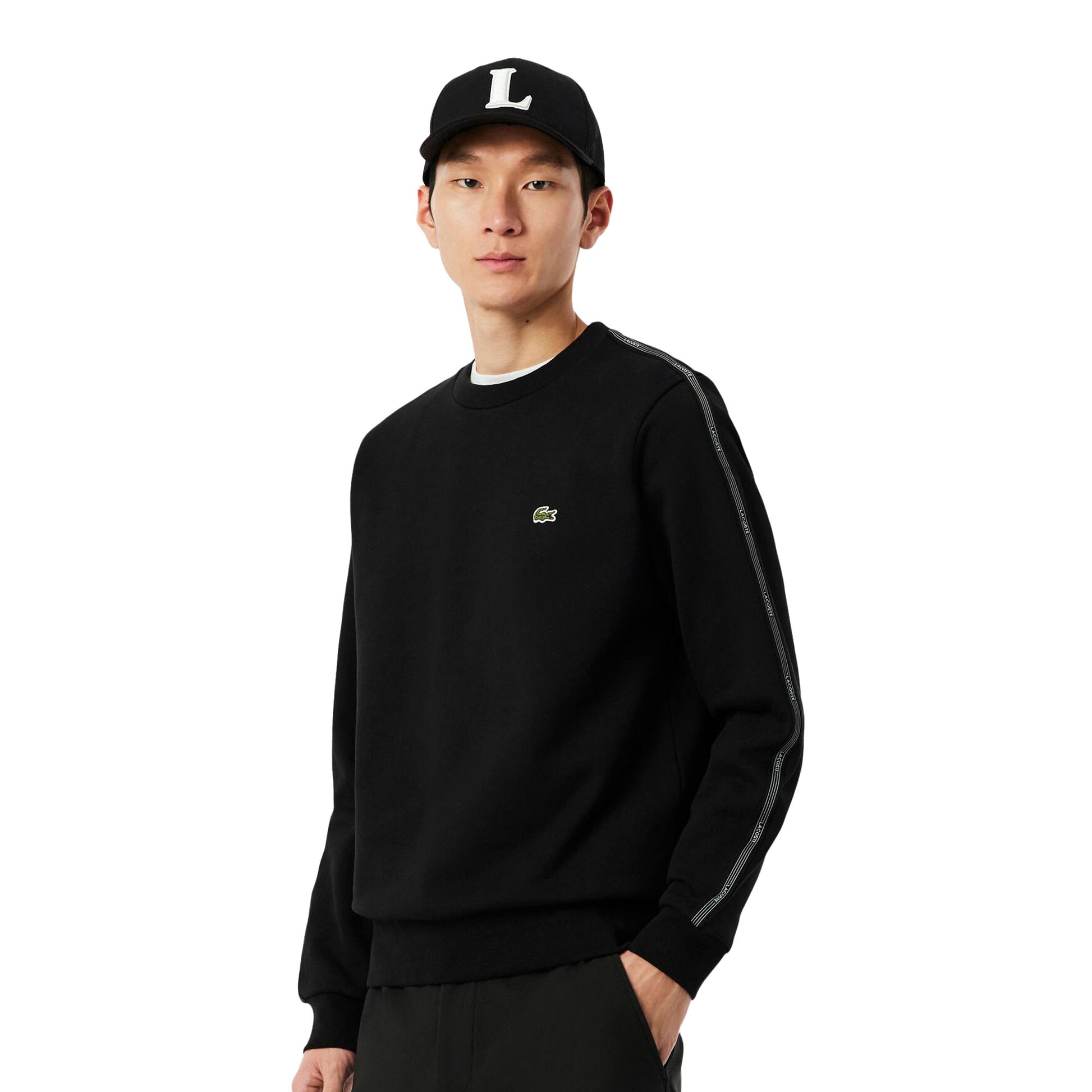 Lacoste Stripe Band Fleece Sweatshirt Black  - SH0891-031